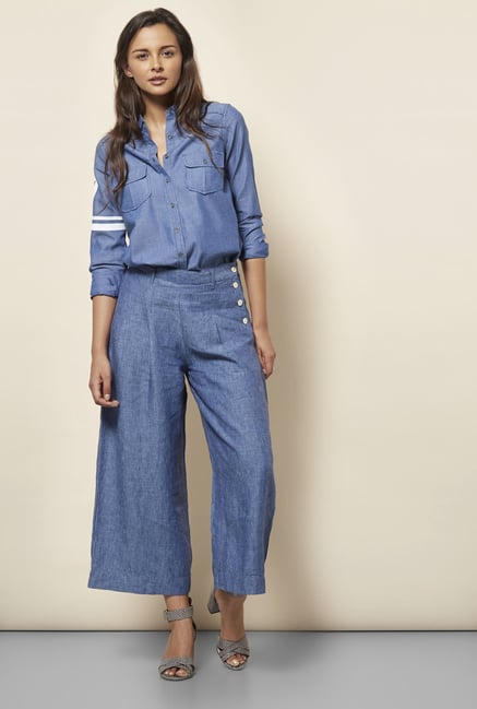 Cottonworld Solid Blue Culottes Cottonworld Solid Blue Culottes