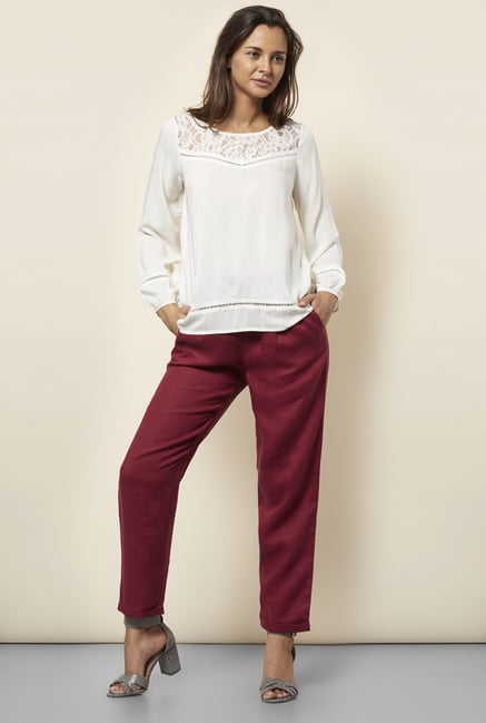 Cottonworld Maroon Linen Pants Cottonworld Maroon Linen Pants