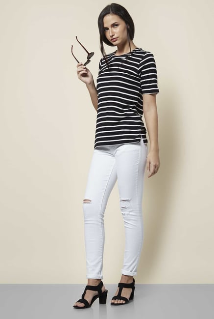 Cottonworld Stripe Black & White T Shirt Cottonworld Stripe Black & White T Shirt