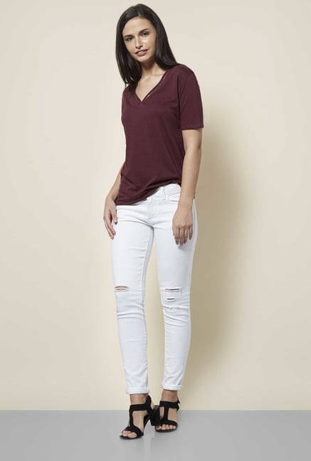Cottonworld Solid Wine T Shirt Cottonworld Solid Wine T Shirt