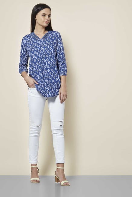 Cottonworld Printed Blue Tunic Cottonworld Printed Blue Tunic