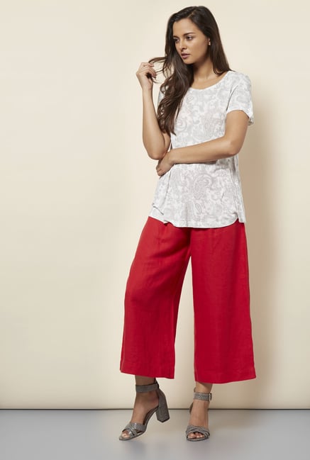 Cottonworld Paisley Printed Off White T Shirt Cottonworld Paisley Printed Off White T Shirt