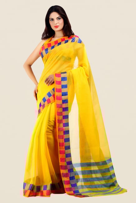 Shonaya Yellow Cotton Silk Printed Saree Shonaya Yellow Cotton Silk Printed Saree