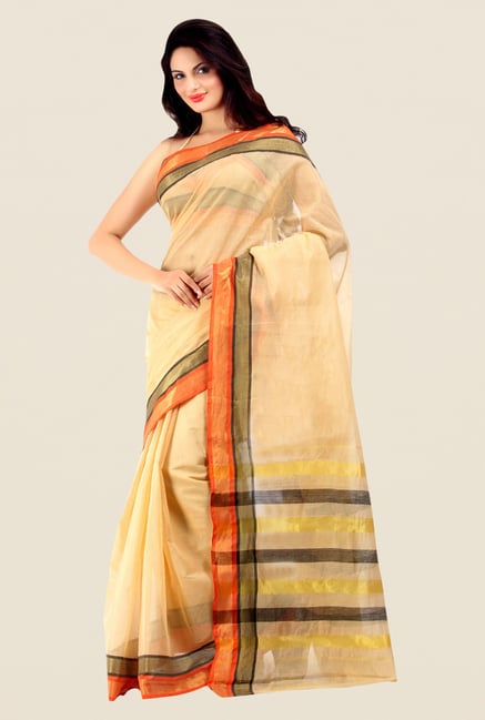 Shonaya Beige Cotton Silk Printed Saree Shonaya Beige Cotton Silk Printed Saree