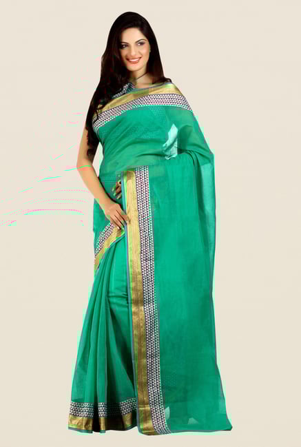 Shonaya Green Cotton Silk Printed Saree Shonaya Green Cotton Silk Printed Saree