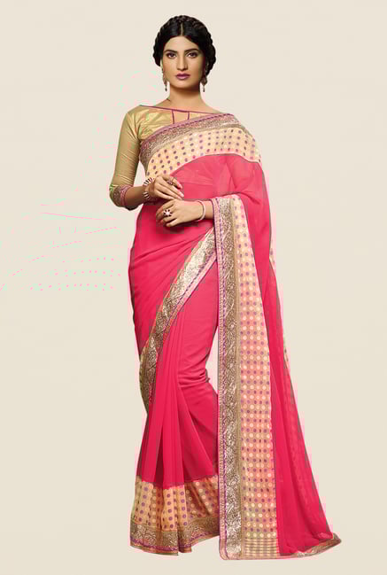 Shonaya Pink Georgette Embroidered Saree Shonaya Pink Georgette Embroidered Saree