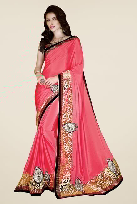 Shonaya Pink Chiffon Solid Saree Shonaya Pink Chiffon Solid Saree