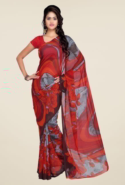 Shonaya Red Georgette Printed Saree Shonaya Red Georgette Printed Saree