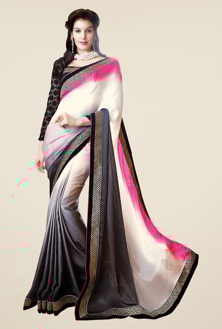 Shonaya Grey & Cream Solid Saree Shonaya Grey & Cream Solid Saree
