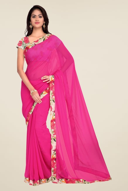 Shonaya Pink Georgette Floral Print Saree Shonaya Pink Georgette Floral Print Saree