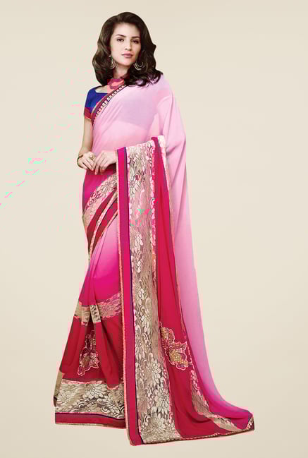 Shonaya Pink Faux Georgette Embroidered Saree Shonaya Pink Faux Georgette Embroidered Saree