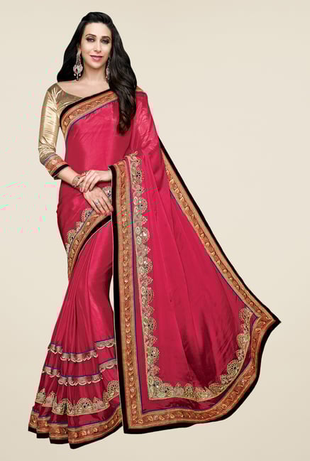 Shonaya Pink Georgette Embroidered Saree Shonaya Pink Georgette Embroidered Saree