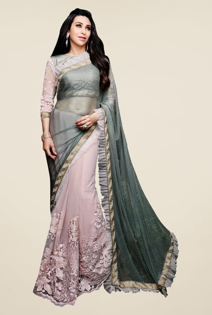 Shonaya Grey Net & Silk Embroidered Saree Shonaya Grey Net & Silk Embroidered Saree
