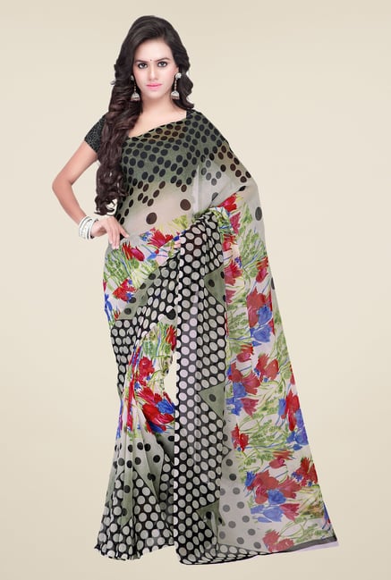 Shonaya Beige & Black Georgette Printed Saree Shonaya Beige & Black Georgette Printed Saree