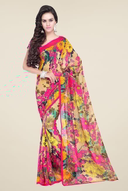 Shonaya Multicolor Georgette Floral Print Saree Shonaya Multicolor Georgette Floral Print Saree