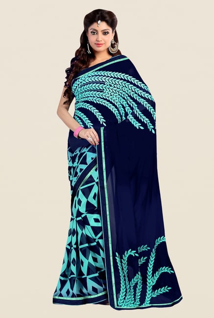 Shonaya Navy Georgette Embroidered Saree Shonaya Navy Georgette Embroidered Saree