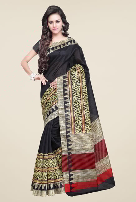 Shonaya Black & Beige Bhagalpuri Silk Printed Saree Shonaya Black & Beige Bhagalpuri Silk Printed Saree