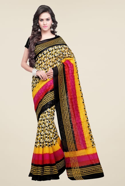 Shonaya Mustard & Black Bhagalpuri Silk Checks Saree Shonaya Mustard & Black Bhagalpuri Silk Checks Saree