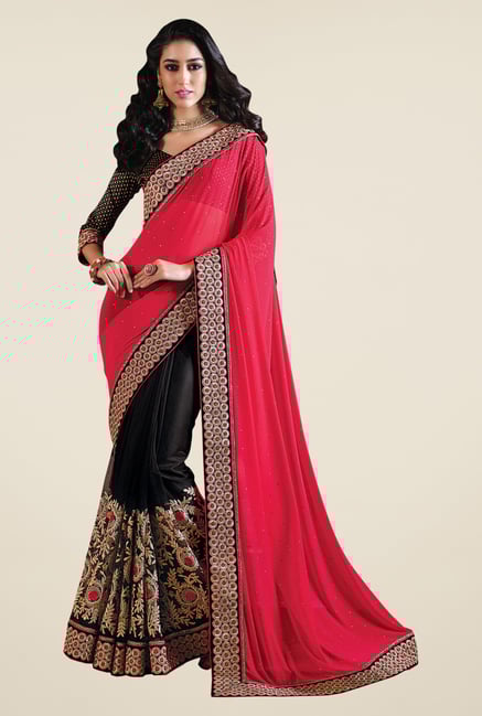 Shonaya Black & Pink Net Embroidered Saree Shonaya Black & Pink Net Embroidered Saree