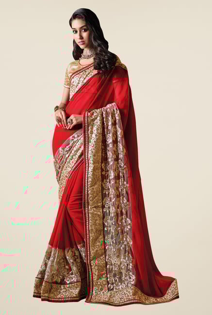 Shonaya Red Georgette Embroidered Saree Shonaya Red Georgette Embroidered Saree