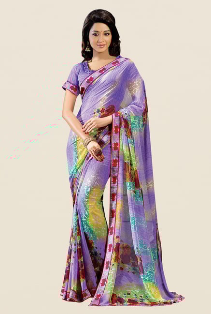 Shonaya Purple Georgette Printed Saree Shonaya Purple Georgette Printed Saree