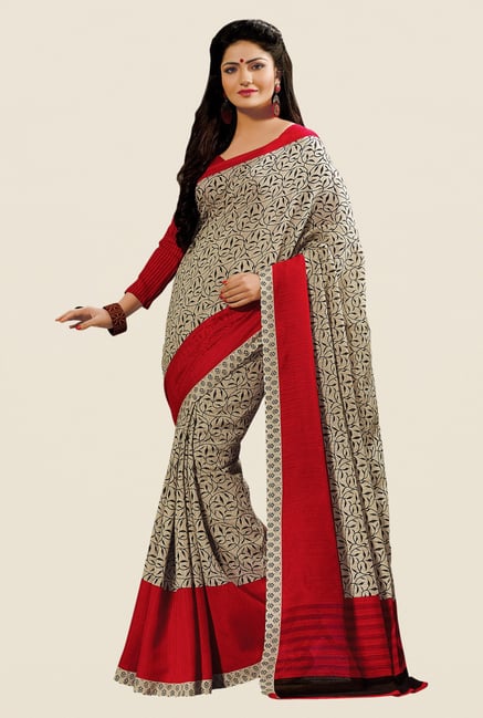 Shonaya Beige & Maroon Cotton Silk Printed Saree Shonaya Beige & Maroon Cotton Silk Printed Saree