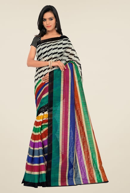 Shonaya Multicolor Bhagalpuri Silk Striped Saree Shonaya Multicolor Bhagalpuri Silk Striped Saree