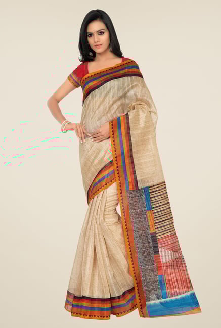 Shonaya Beige Bhagalpuri Silk Printed Saree Shonaya Beige Bhagalpuri Silk Printed Saree