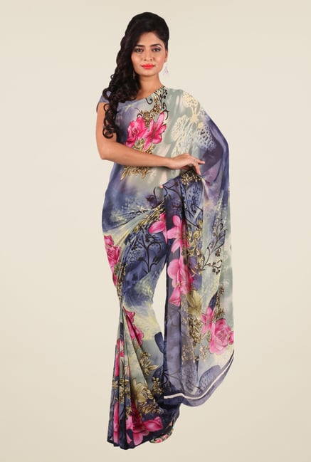 Shonaya Multicolor Georgette Floral Print Saree Shonaya Multicolor Georgette Floral Print Saree