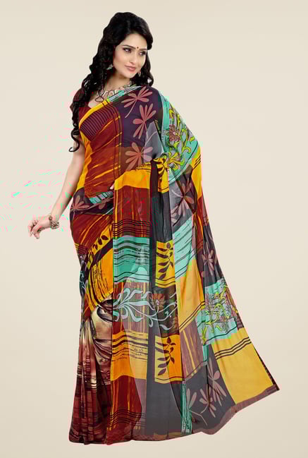 Shonaya Multicolor Faux Georgette Printed Saree Shonaya Multicolor Faux Georgette Printed Saree