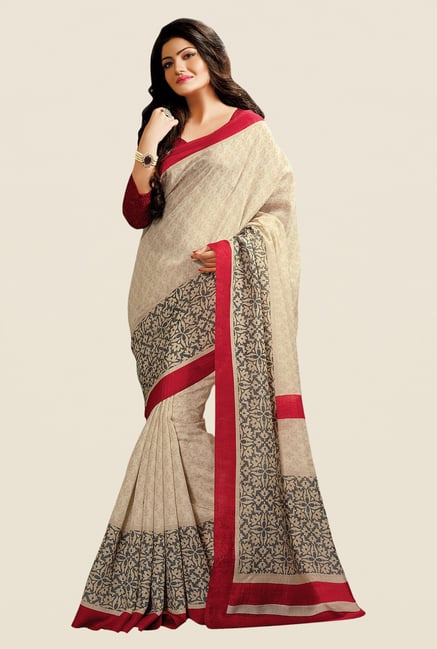 Shonaya Beige Cotton Silk Printed Saree Shonaya Beige Cotton Silk Printed Saree
