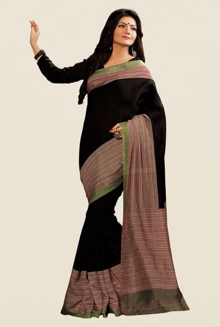 Shonaya Black & Beige Cotton Silk Printed Saree Shonaya Black & Beige Cotton Silk Printed Saree