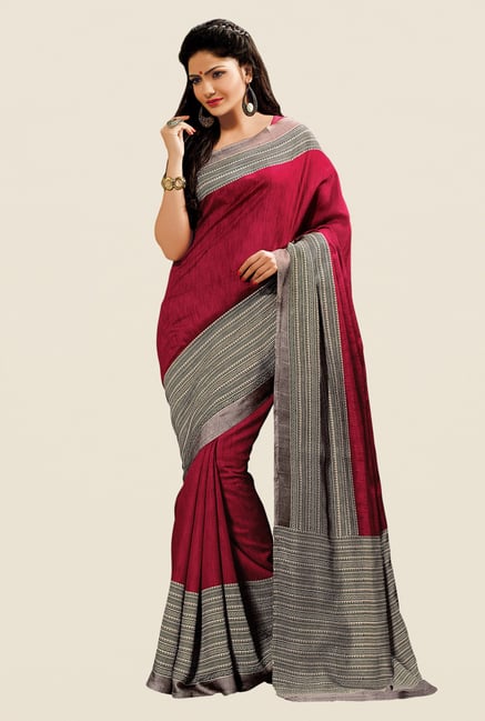 Shonaya Maroon & Grey Cotton Silk Printed Saree Shonaya Maroon & Grey Cotton Silk Printed Saree