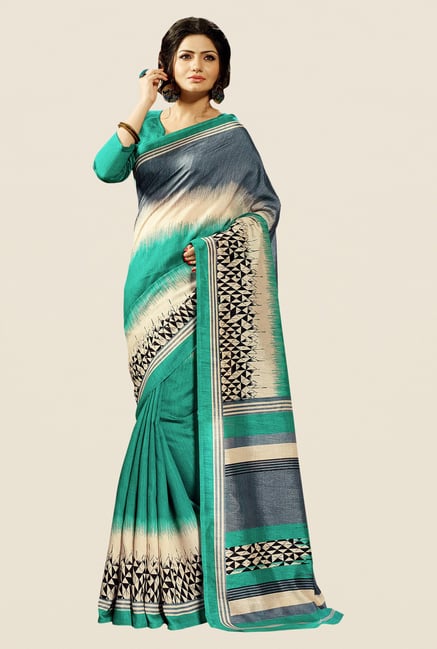 Shonaya Turquoise Cotton Silk Printed Saree Shonaya Turquoise Cotton Silk Printed Saree