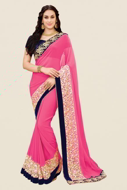Shonaya Pink Georgette Embroidered Saree Shonaya Pink Georgette Embroidered Saree
