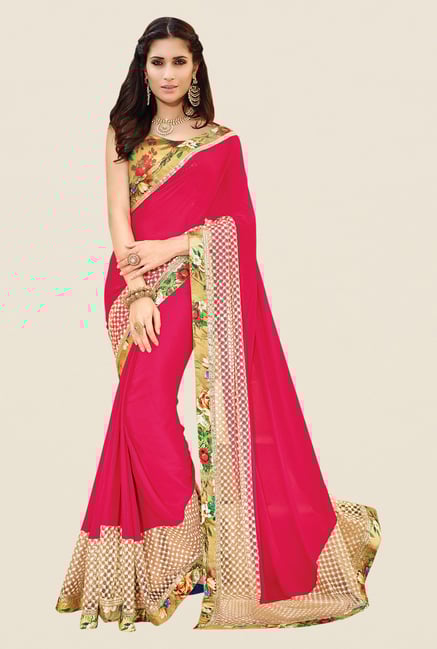 Shonaya Pink Chiffon Floral Print Saree Shonaya Pink Chiffon Floral Print Saree