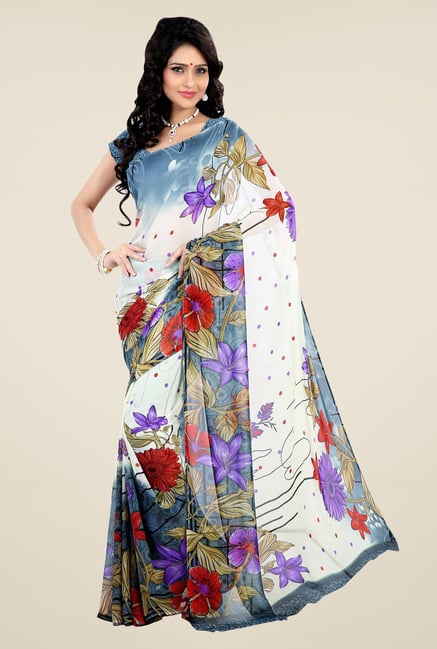 Shonaya Multicolor Faux Georgette Floral Print Saree Shonaya Multicolor Faux Georgette Floral Print Saree