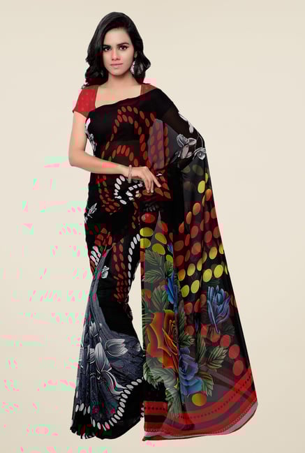 Shonaya Black Georgette Printed Saree Shonaya Black Georgette Printed Saree