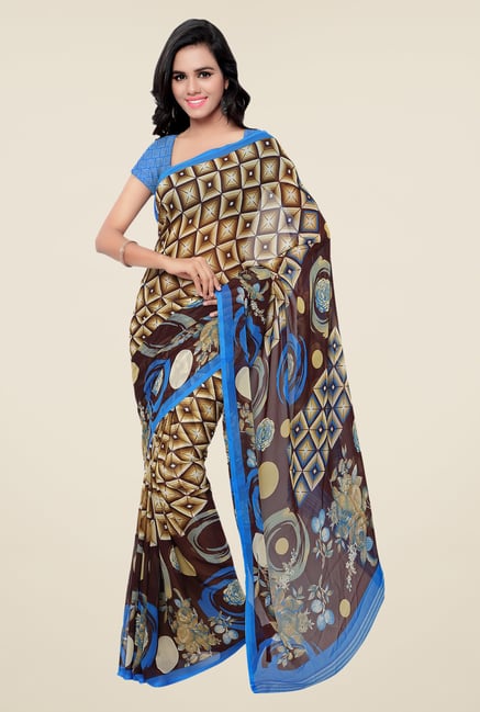 Shonaya Beige & Brown Georgette Printed Saree Shonaya Beige & Brown Georgette Printed Saree