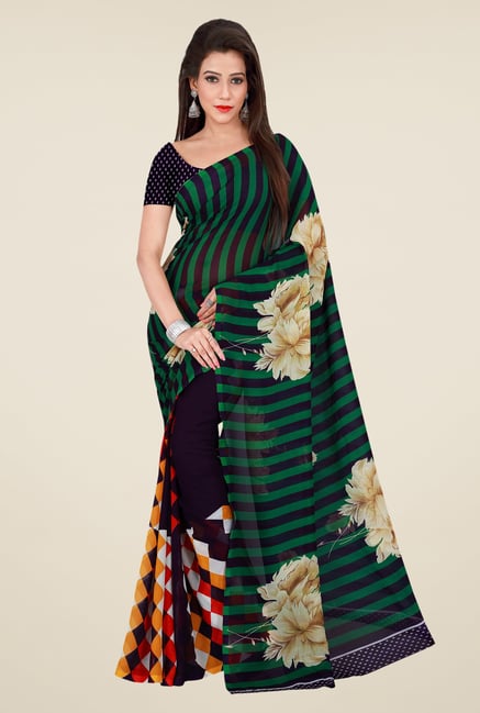 Shonaya Purple & Green Georgette Printed Saree Shonaya Purple & Green Georgette Printed Saree