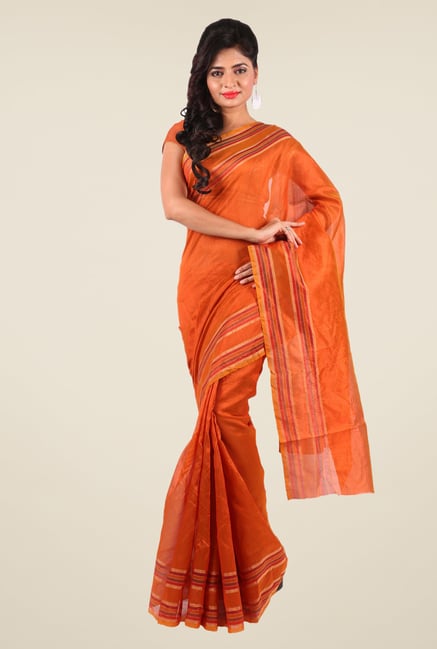 Shonaya Orange Art Silk Solid Saree Shonaya Orange Art Silk Solid Saree