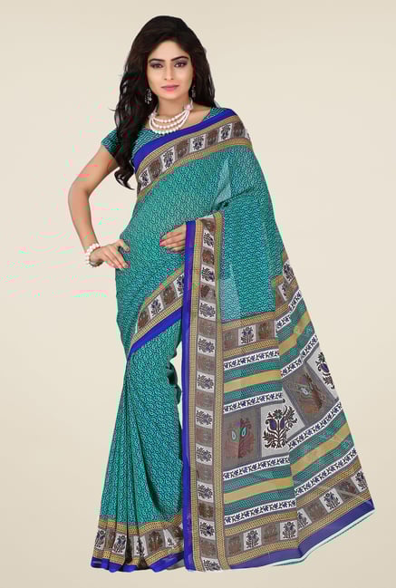Shonaya Green Georgette Printed Saree Shonaya Green Georgette Printed Saree