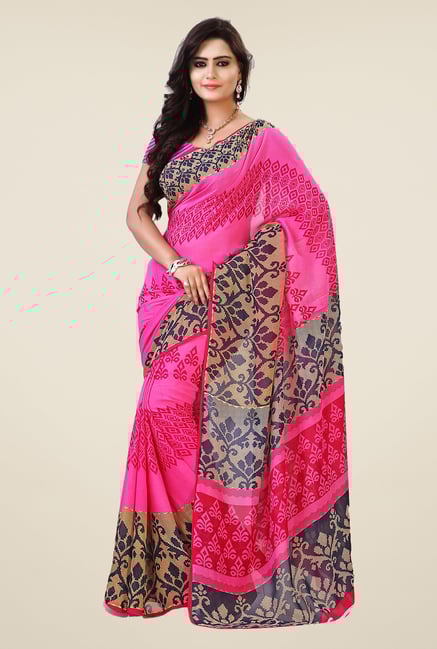 Shonaya Pink & Beige Georgette Printed Saree Shonaya Pink & Beige Georgette Printed Saree