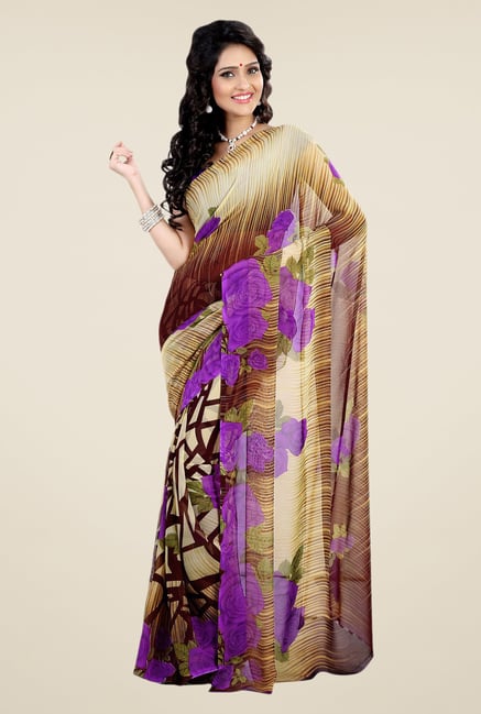 Shonaya Multicolor Faux Georgette Floral Print Saree Shonaya Multicolor Faux Georgette Floral Print Saree