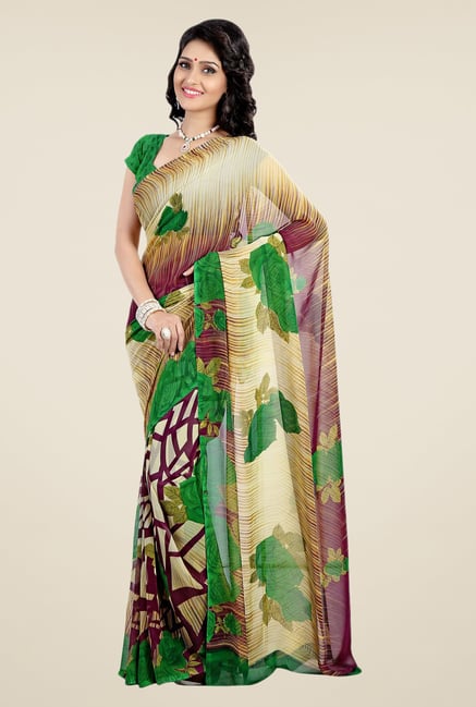 Shonaya Multicolor Faux Georgette Floral Print Saree Shonaya Multicolor Faux Georgette Floral Print Saree