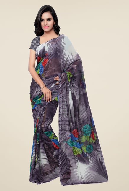 Shonaya Grey Georgette Printed Saree Shonaya Grey Georgette Printed Saree
