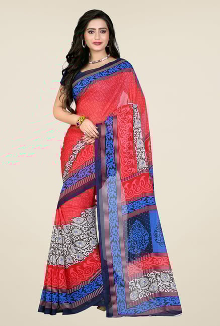 Shonaya Pink & Blue Georgette Printed Saree Shonaya Pink & Blue Georgette Printed Saree