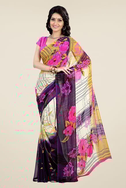 Shonaya Multicolor Faux Georgette Floral Print Saree Shonaya Multicolor Faux Georgette Floral Print Saree
