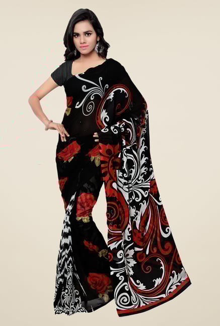 Shonaya Black Georgette Printed Saree Shonaya Black Georgette Printed Saree