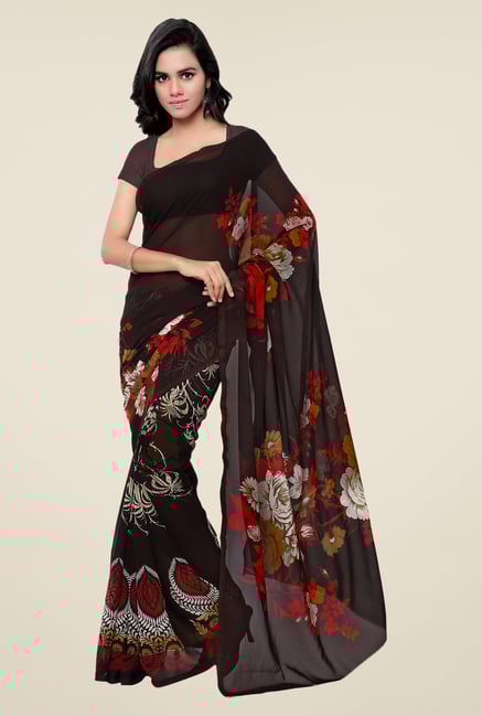 Shonaya Brown Georgette Printed Saree Shonaya Brown Georgette Printed Saree